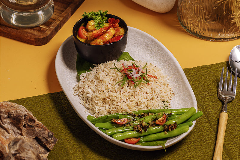 Coconut Turmeric Prawn Bowl with Basmati & Greens
