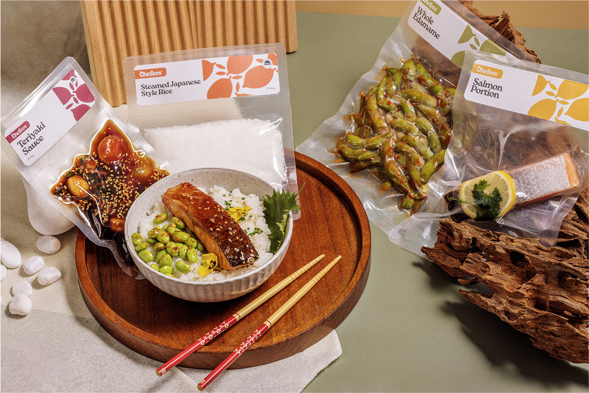 Salmon Teriyaki Bowl with Japanese Rice & Edamame