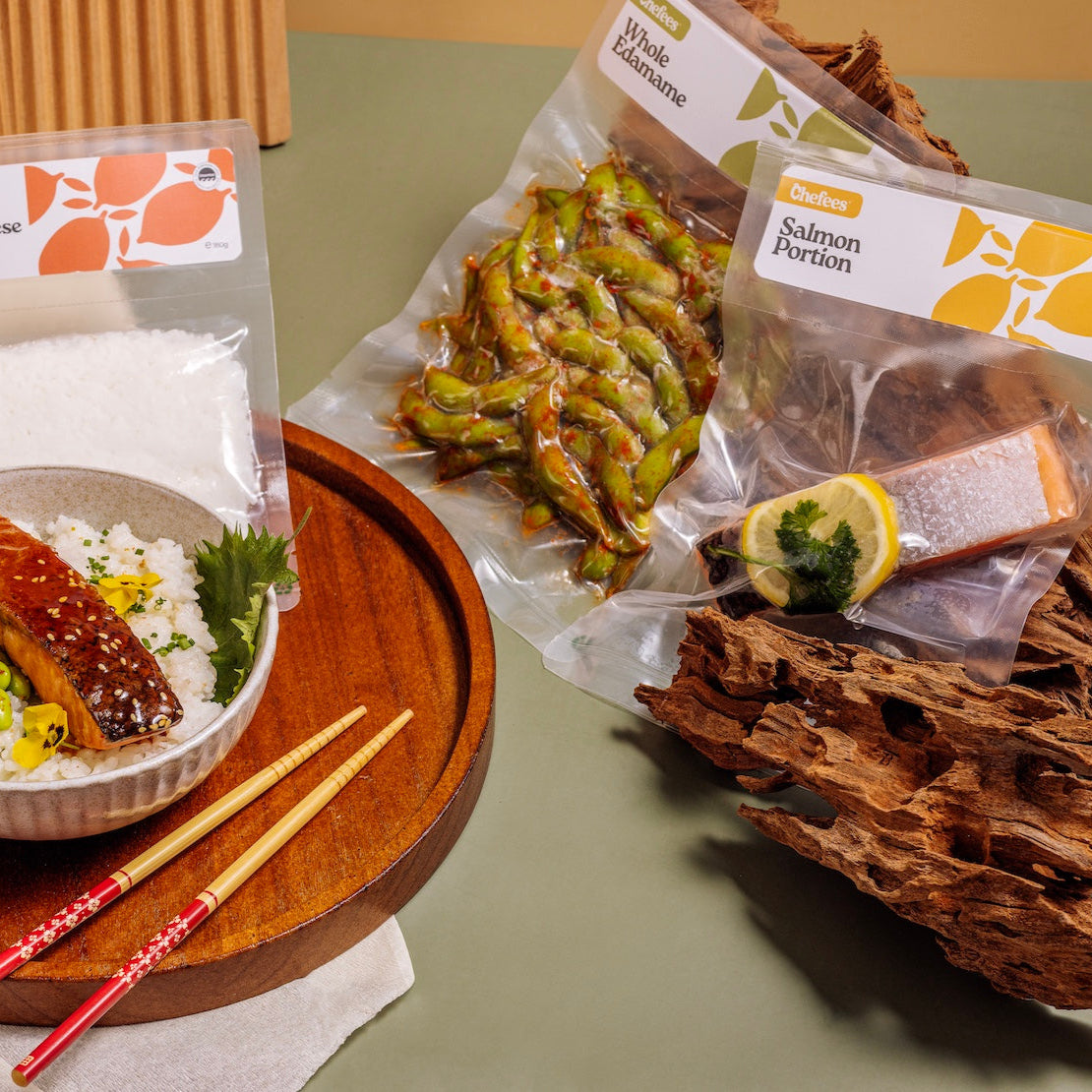Salmon Teriyaki Bowl with Japanese Rice & Edamame