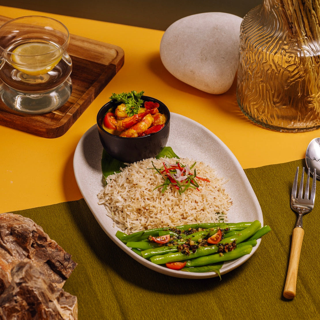 Coconut Turmeric Prawn Bowl with Basmati & Greens