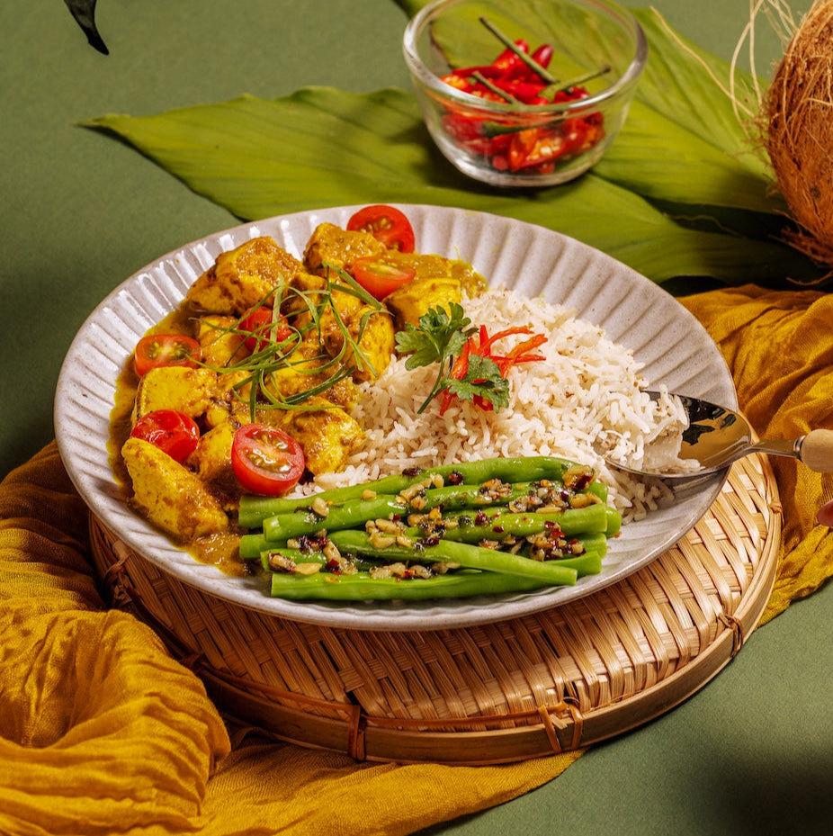 Golden Coconut Chicken Bowl with Basmati & Greens