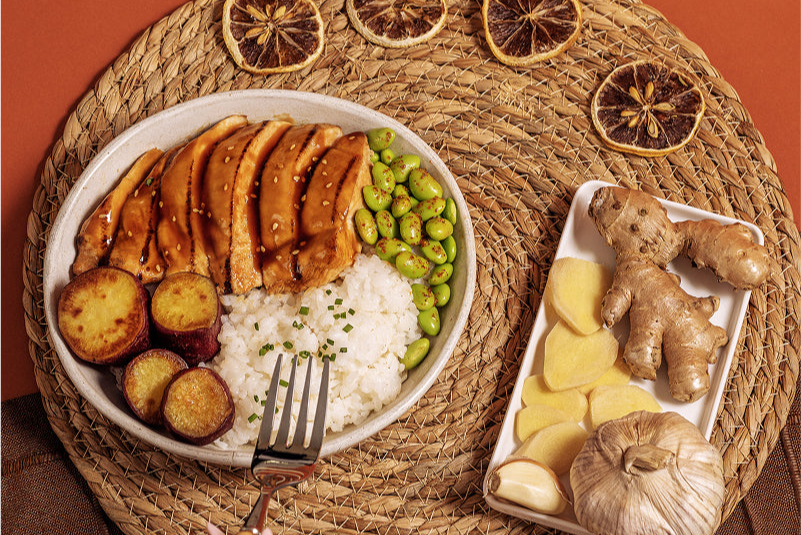 Teriyaki Chicken Bowl with Sweet Potatoes & Edamame