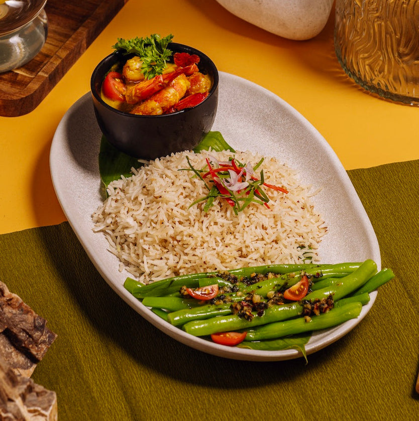 Coconut Turmeric Prawn Bowl with Basmati & Greens
